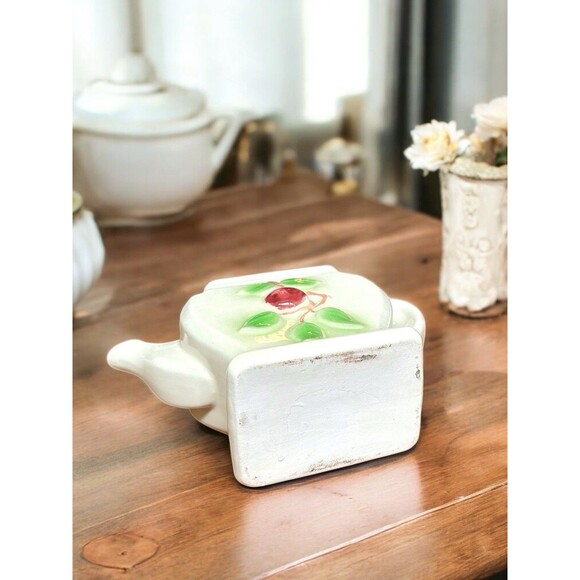 Vintage Cottage Pottery Style Plum Fruit Small Teapot Farmhouse Decor - Picture 8 of 8